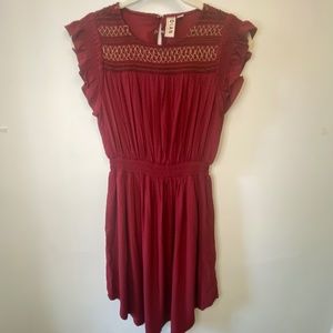 Dolan Boho smocked Dress with ruffle cap sleeves